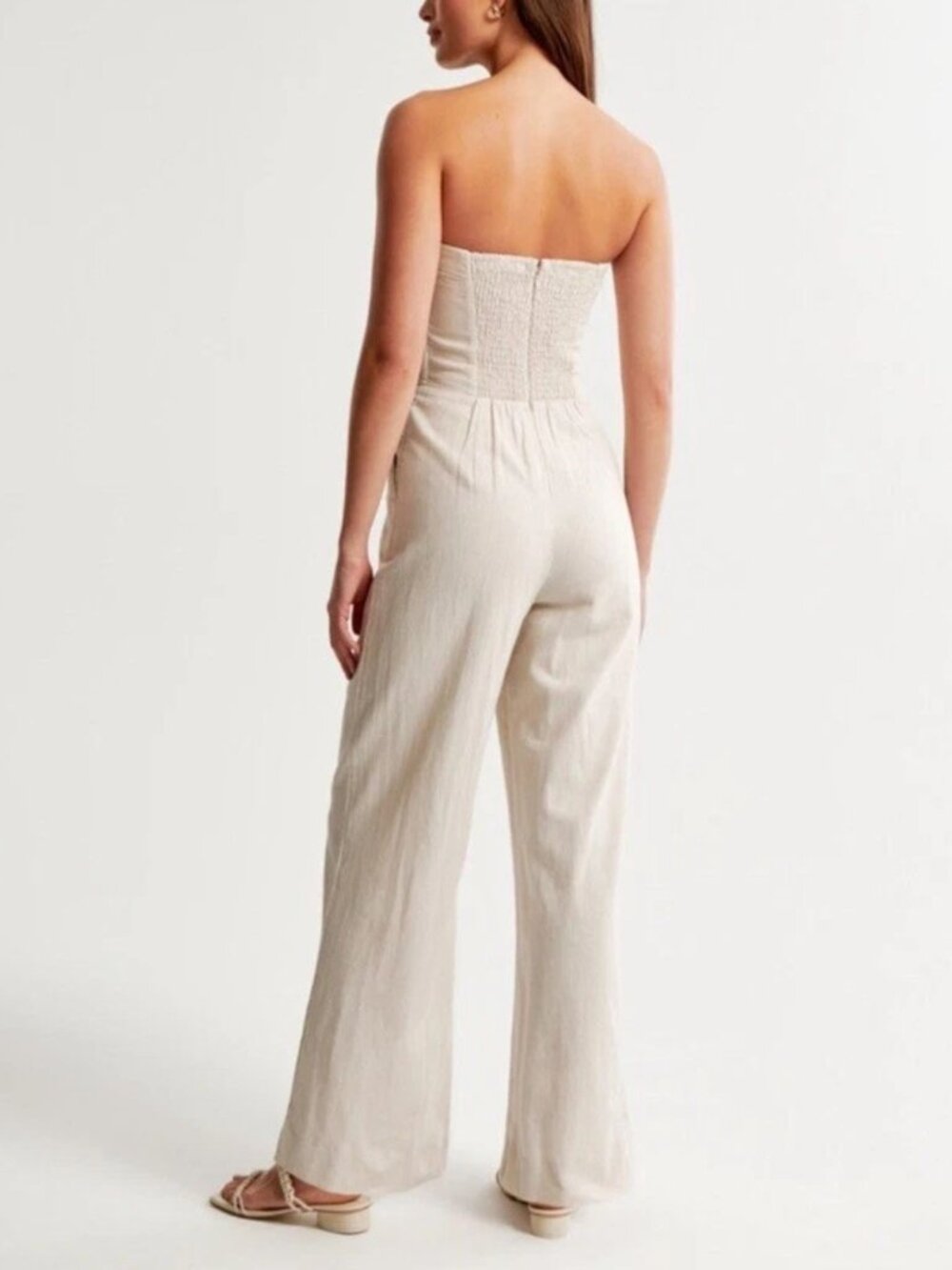 Abercrombie & Fitch Emerson Linen Blend Strapless Jumpsuit Large 8687 - Picture 3 of 11